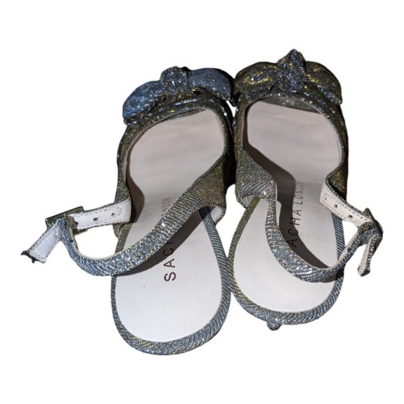 Sacha London| Beauty Metallic Sparkle Slingback Peep-Toe Platform Heels Pumps - Picture 9 of 13